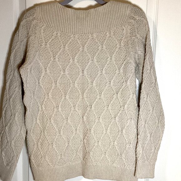 Croft & Barrow Women's Glittery Mock High Neck Sweater Size M Cable Knit Cream - Picture 4 of 6